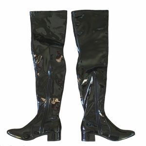 New Black Thigh High Patent Leather Vinyl Boots